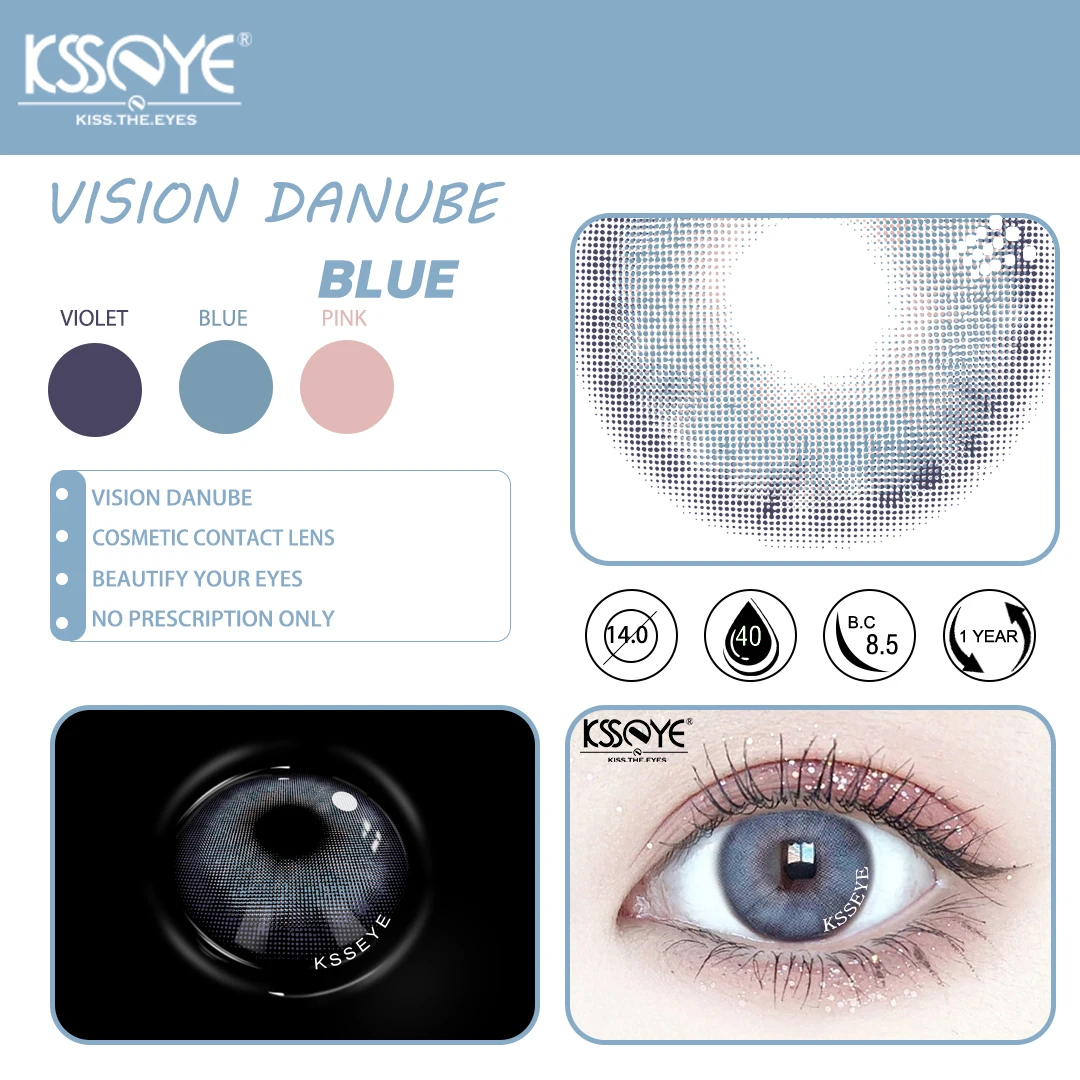 KSSEYE-lentillas de Color azul, lentes de contacto para la belleza de los ojos, 1 par