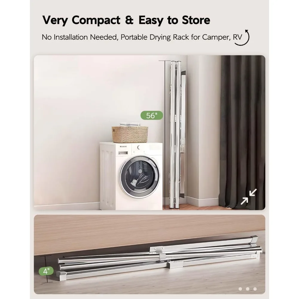 Heavy Duty Collapsible Laundry Drying Rack, 95 Inches, Suitable for Indoor and Outdoor Use, Folding Design for Easy Storage