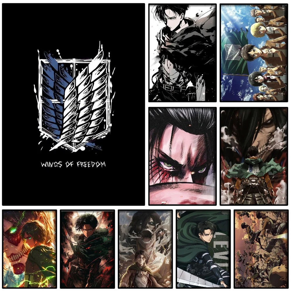 1PC Attack On Titan Poster Self-adhesive Art Waterproof Paper Sticker Coffee House Bar Room Wall Decor