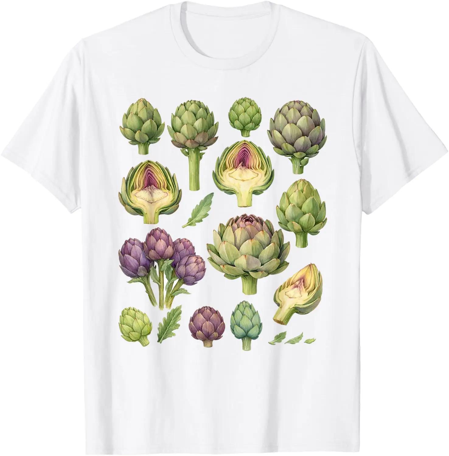 Artichoke Lover Botanical Vegetable Plant Lady Gardening T-Shirt 100% Cotton Trendy Y2K Short-Sleeve Tee-Soft, Quick-Drying,