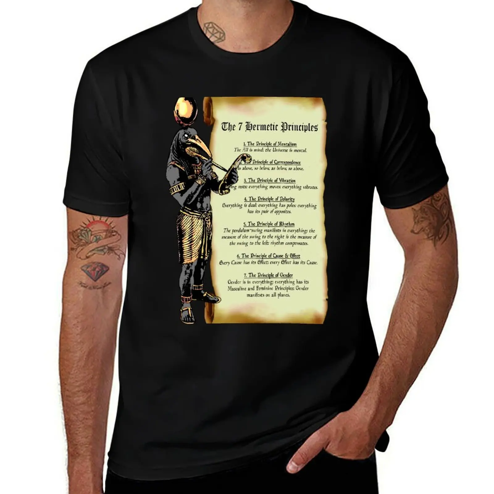 

Thoth and The 7 Hermetic Principles - Egyptian and Greek Philosophy from The Kybalion T-Shirt man t shirt heavy cotton T-Shirt