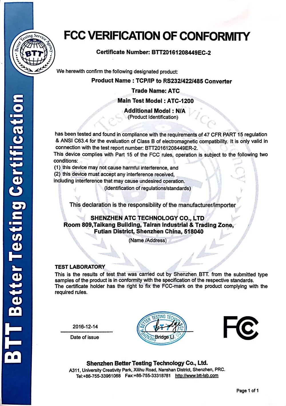 Porta seriale da Ethernet a RS232 (ATC-1200)