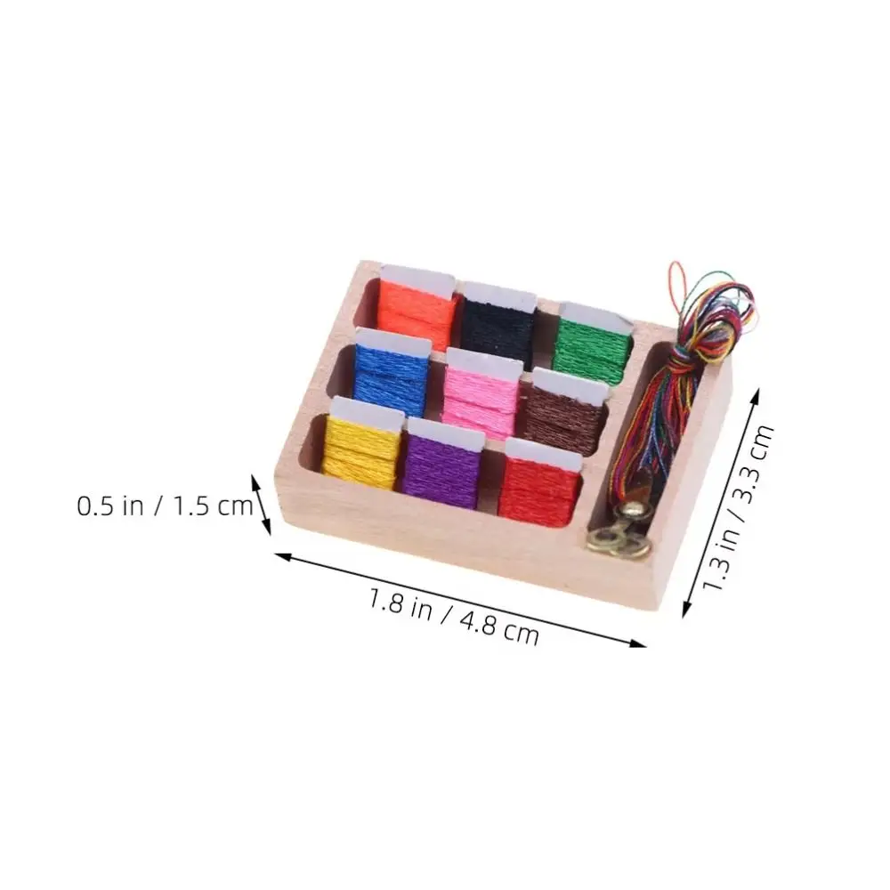 Wood Miniature Wooden Sewing Box Small Ornaments Artificial Simulation Sewing Model Toy 1:12 Craft Mini Sewing Box Model