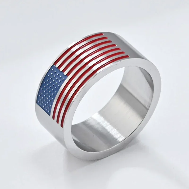 New Stainless Steel United States American Flag Imprinted Ring for Men