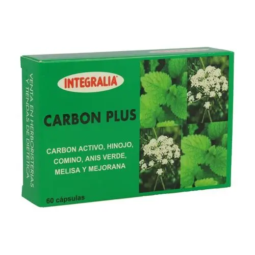 Integralia Carbon Plus 60 Cápsulas | Carbón Vegetal Activado para Digestión, Gases y Hinchazón | Complemento Natural Detox