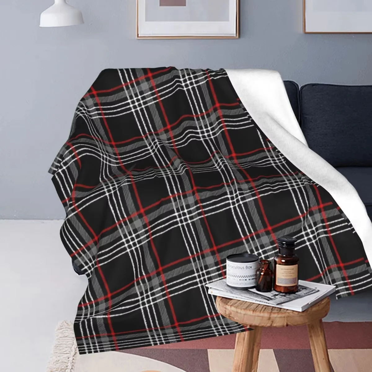 Überwurfdecke aus Tartan-Flanell – weich und warm |   Tagesdecke für Bett, Wohnzimmer, Picknick, Reisesofa