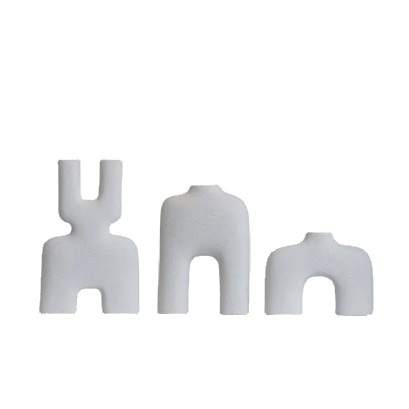 

Vegetable Fired Vase Geometric Abstract Hollowing Out Ceramic Handicraft Ornaments Flower Vase Room Decoration Accessories