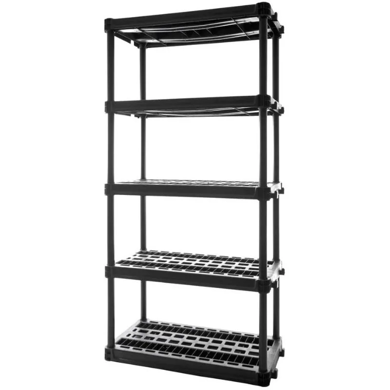 5-Shelf Plastic Storage Shelves, 73” x 36” x 18”, 750lb Capacity, Pantry, Office, Closet and Garage Shelves, Easy to Assemble