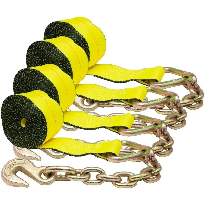 

Mytee Products (4 Pack) 4" x 30' Winch Straps w/Chain, WLL 5400 Flatbed Tie Down Strap