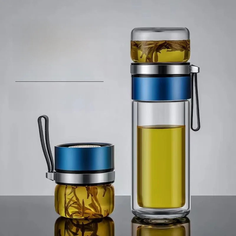 

Thiened Transparent Glass Tea Cup Heat Resistant High Temperature Busin Portable Car Carry on Tea Brewing Cup Gift Box