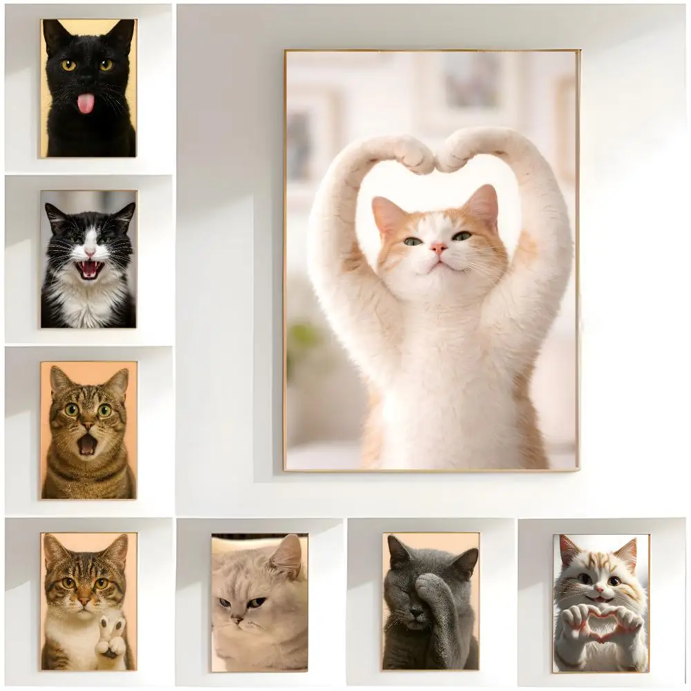 cute artwork c-cat expression Poster Classic Wall Art  Home Decor  Peel and Stick Unframed
