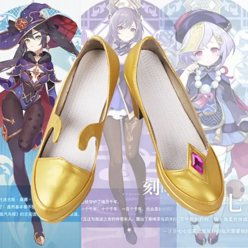 อะนิเมะ Genshin Impact Qiqi Keqing Mona Princess รองเท้าผู้หญิงนักเรียนหญิงรองเท้าส้นสูงรองเท้าคอสเพลย์รองเท้า Liyue Harbor
