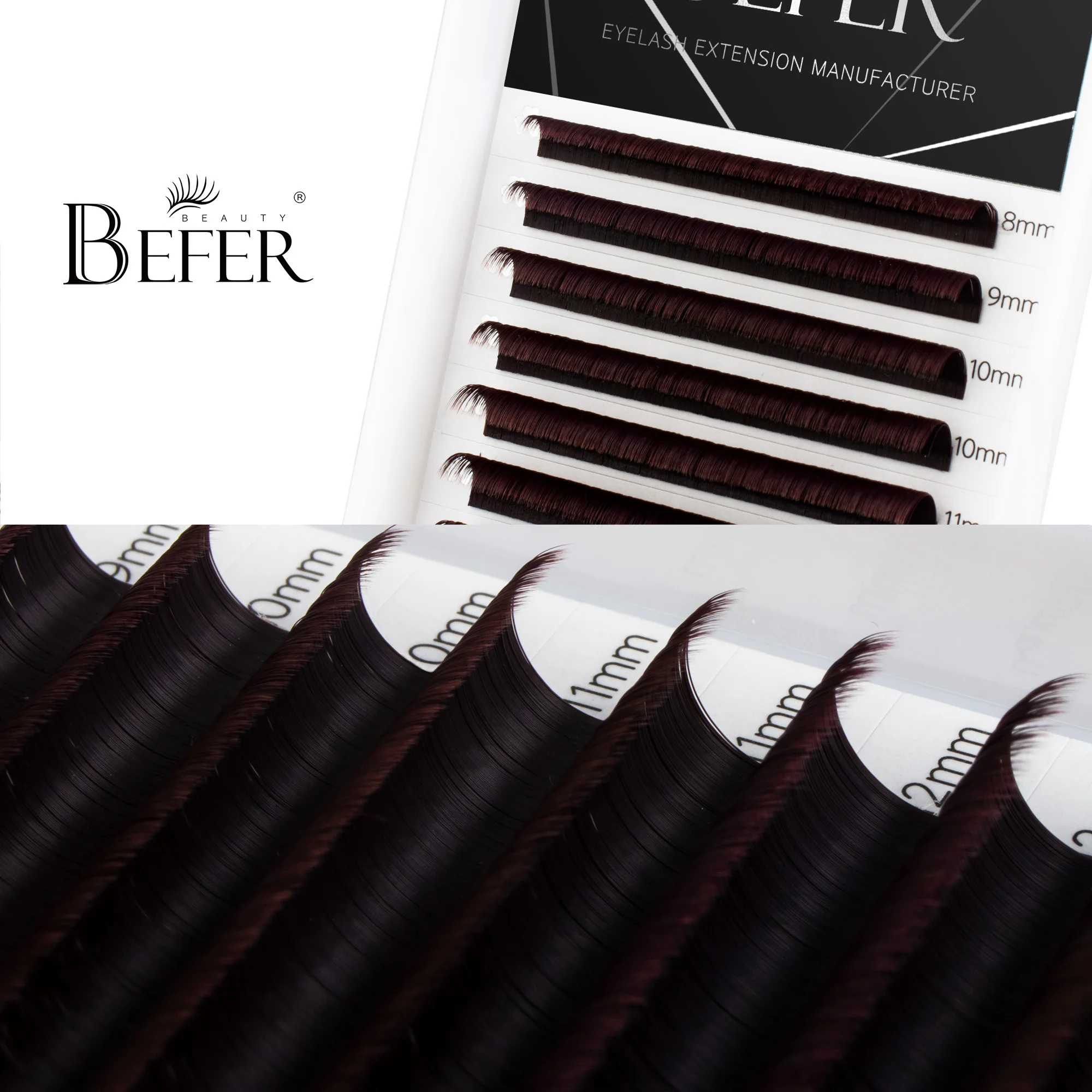 Befer Beauty Brown False Lashes Easy Fan Volume Eyelash Extensions 8-15mm Soft Easy Fanning Bloom Eyelashes Austomatic Flowering