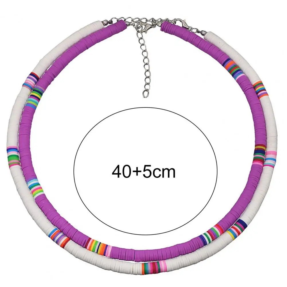 Women Necklace Colorful Beads Bohemian Polymer Clay Choker Stackable Long Lasting Collar Necklace For Party Collar Femenino