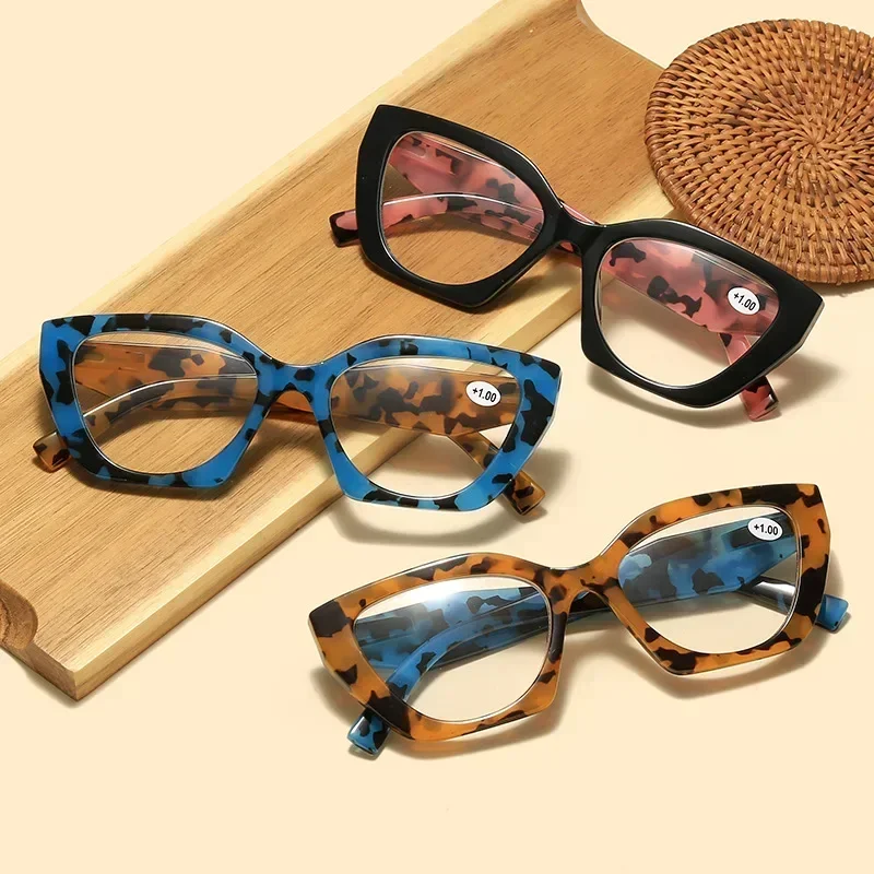 Ladies Anti-blue Light Plus Diopter Eyewear Vintage Women Large Reading Glasses Trendy HD Lens Far Sight Eyeglasses 0 To +4.0