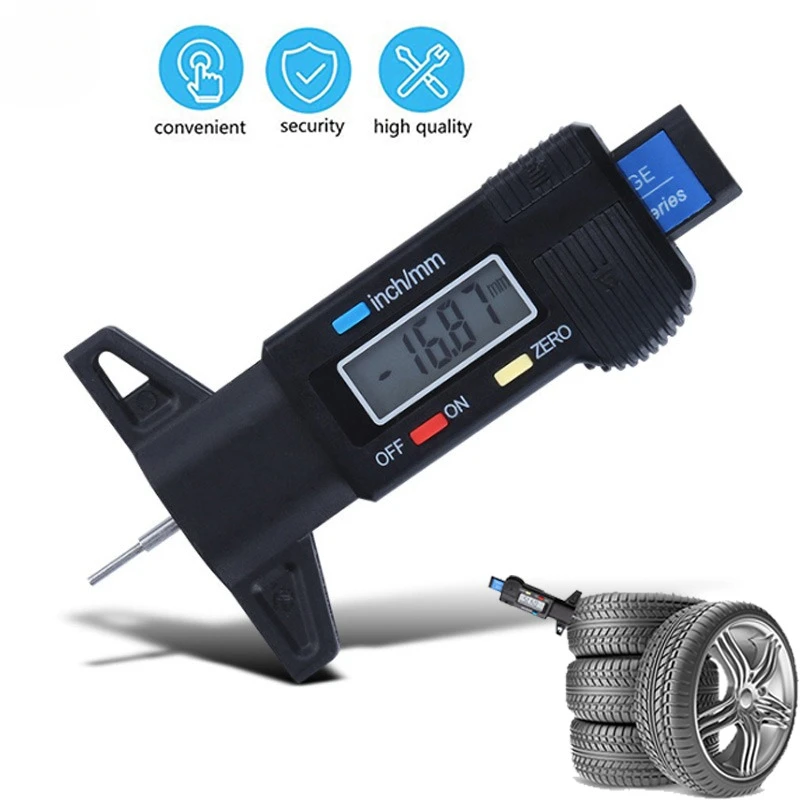 Digital Tread Depth Gauge For Car Tyre Tire Meter Thickness Gauges Automobile Tire Wear Detection Measuring Tools Depth Caliper