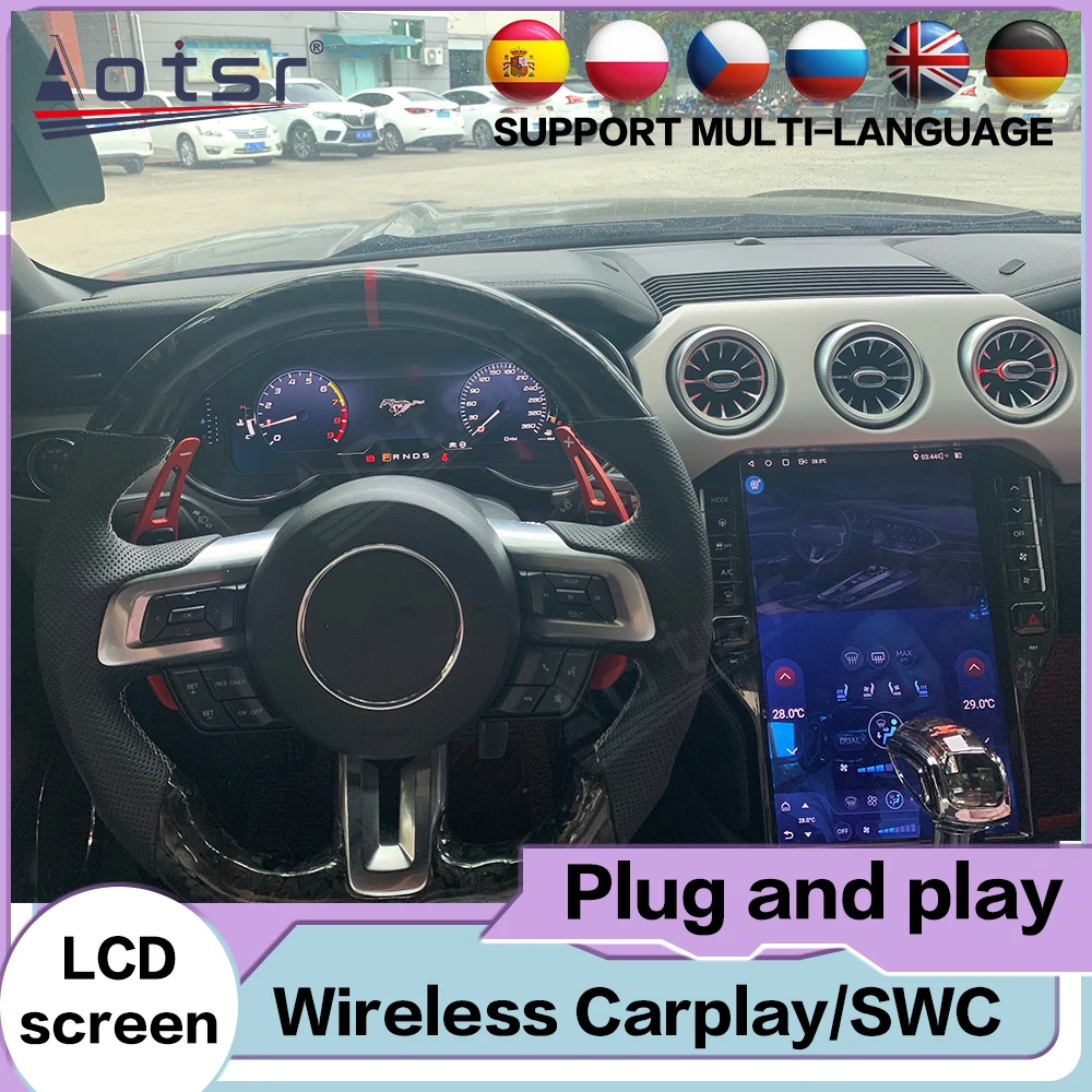 Android Digital Performance Display Dashboard For Ford Mustang 2015 2016 2017 2018 2019 2020 Speed Table Car Virtual Information