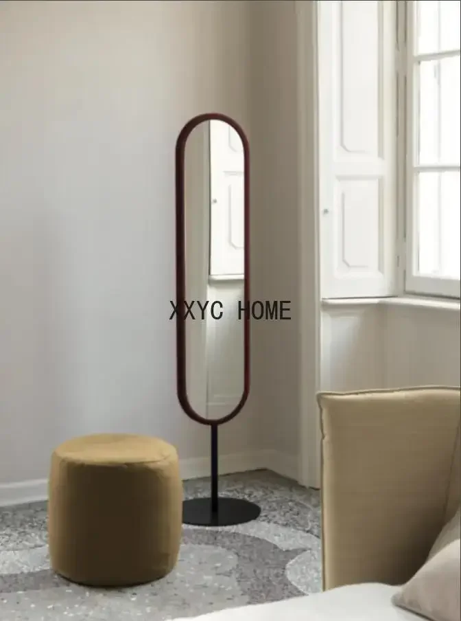 Red Velvet Bedroom Cloakroom Hallway Floor Full-Length Mirror Corner Full-Length Mirror