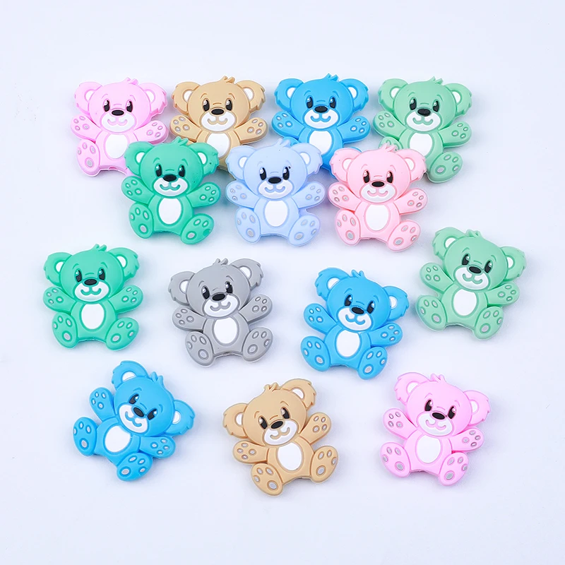 5/20/50pcs/Lot Bear Baby Silicone Beads Cartoon Animal Silicone Beads for pacifier Clips Teether Teething Toys Baby Accessories