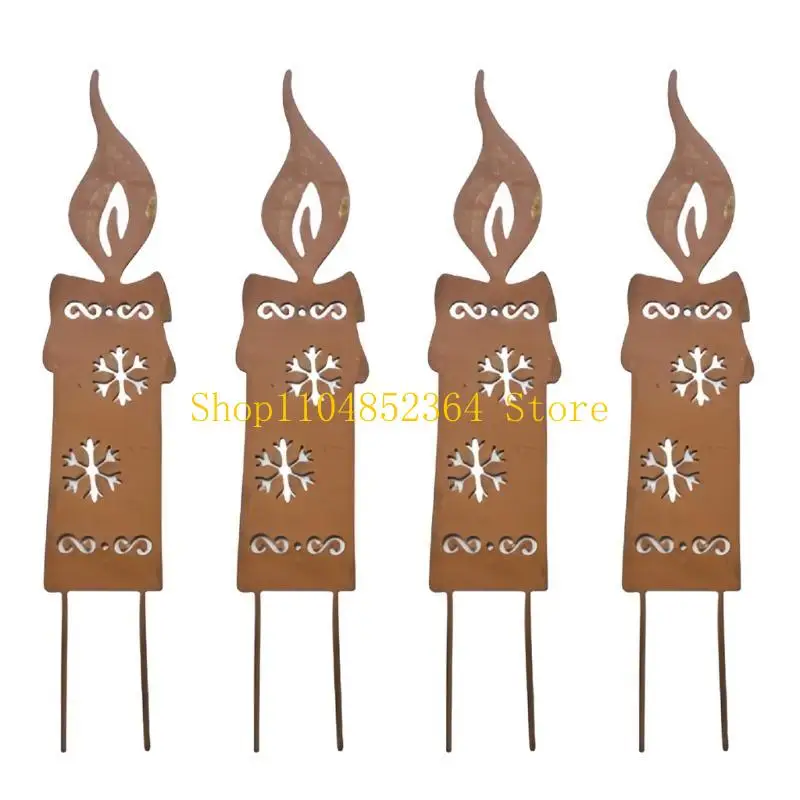 652F Weihnachtsdekorationen für den Außenbereich, Gartenpfähle, Metallflammenpfähle, Mehrzweck-Hofschilder für die Haustür, den – Detail 1