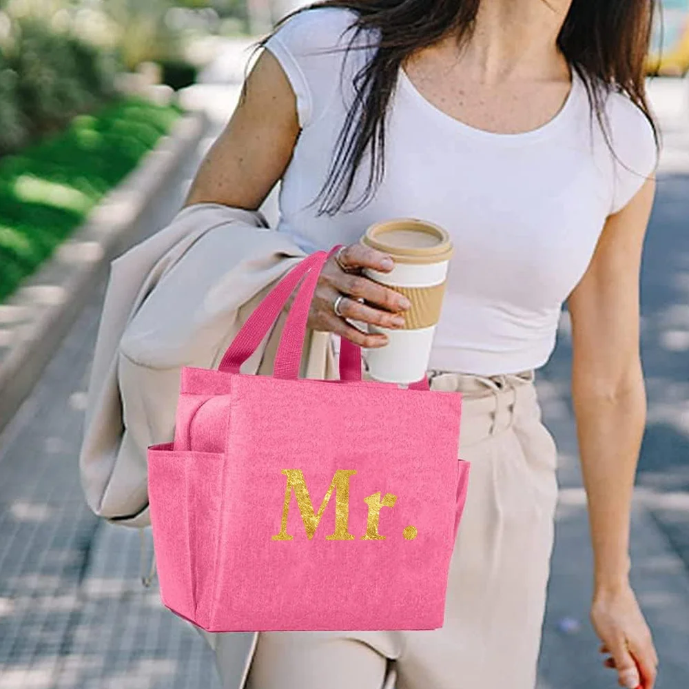 パーソナライズされたカスタマイズされた名前アウトドアピクニックフードバッグ再利用可能なピクニックトートポータブルオフィス弁当ポーチジッパー付きサーマルランチバッグ