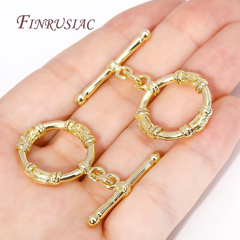 5 Types 18K Gold Plated Brass Round O Toggle Clasps, Dainty Necklace/Bracelet Connect Clasps For DIY Jewelry making Supplies