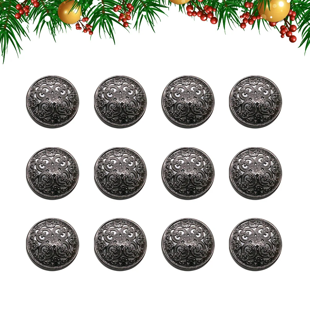 

30pcs 20Mm Metal Buttons Hollow Out Rust Proof Durable For Clothing Jackets Hats Jeans Diy Sewing Craft Decor Black