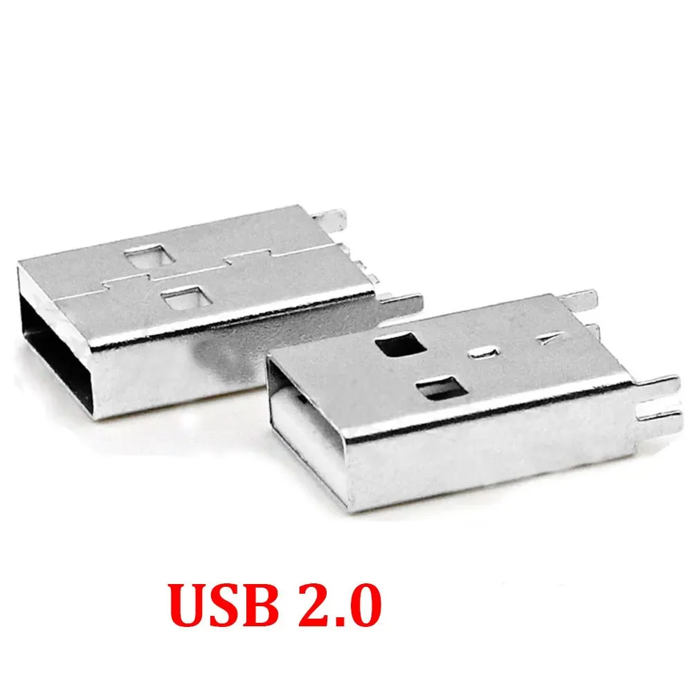 1PC USB 2.0 Male 180 Degrees Direct Plug-in Short Welding Plate AF Male Connector Vertical 4 Feet Power Strip 15.0mm 4p Male USB