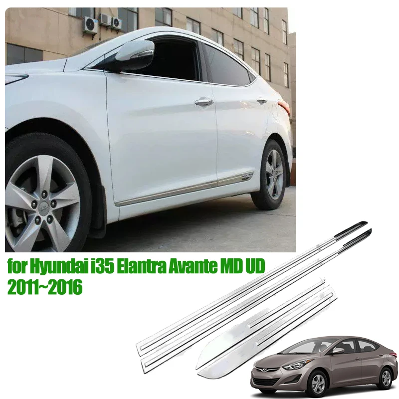 

for Hyundai i35 Elantra Avante MD UD 2011~2016 2012 2013 2014 Silver Stainless Steel Car Door Sill Trim Sticker Part Accessories