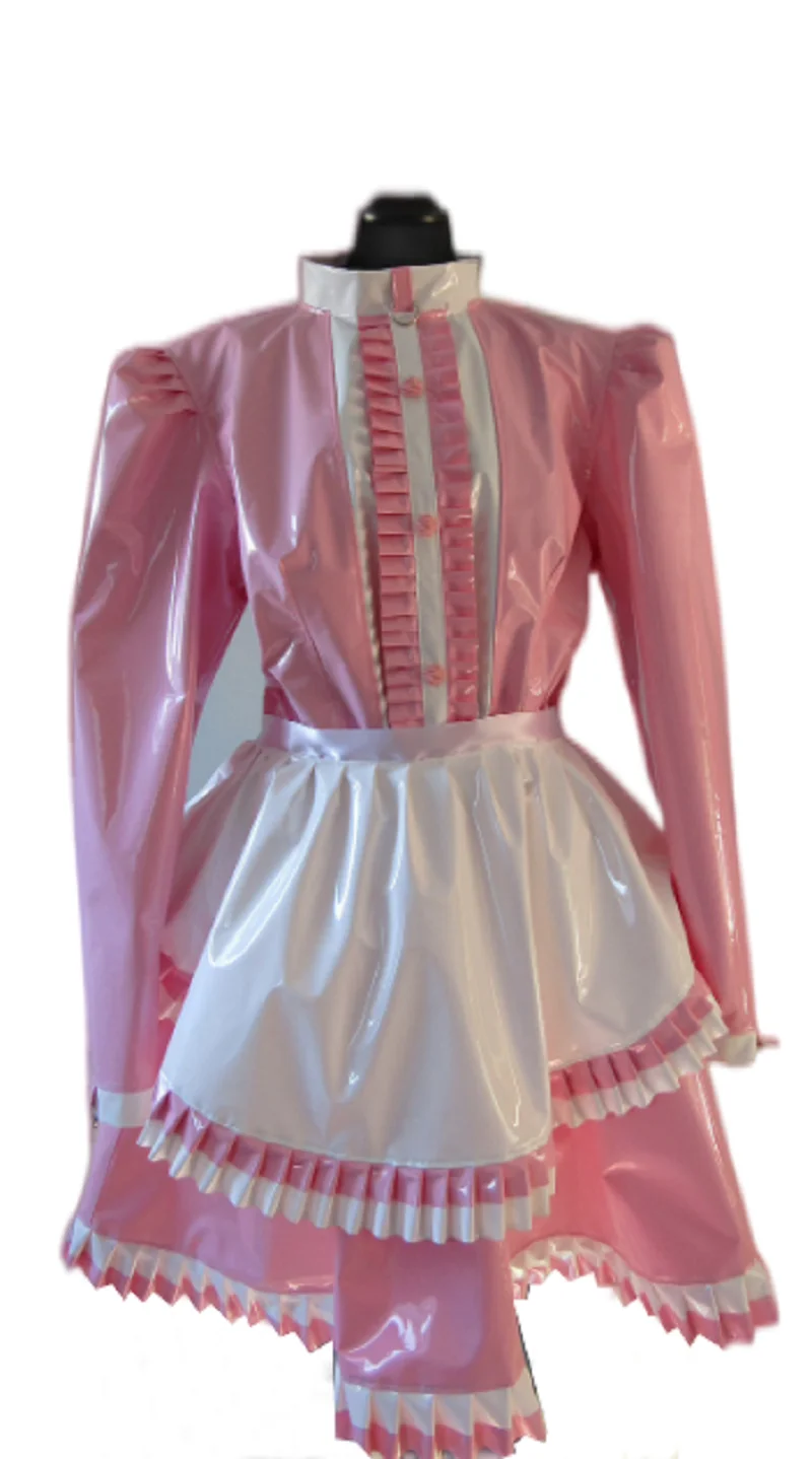 Nieuwe Afsluitbare Roze Sissy Jurk Sexy Meisje Jurk Rollenspel Gothic Maid Uniform Maatwerk