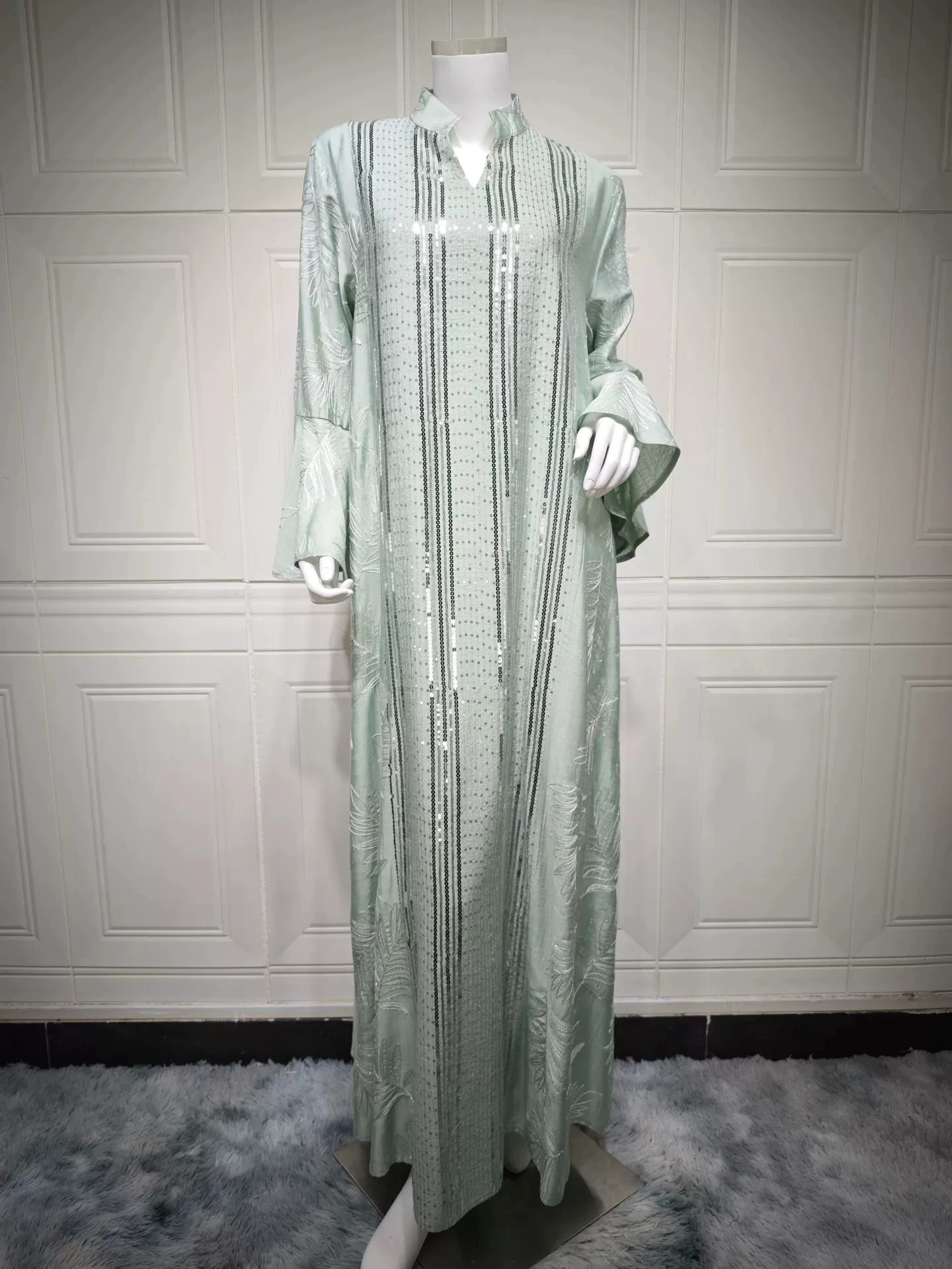 Túnica musulmana para mujer, moda de lujo de Oriente Medio, vestido largo bordado con cuentas elegantes de Dubái, vestido islámico de Arabia Saudita