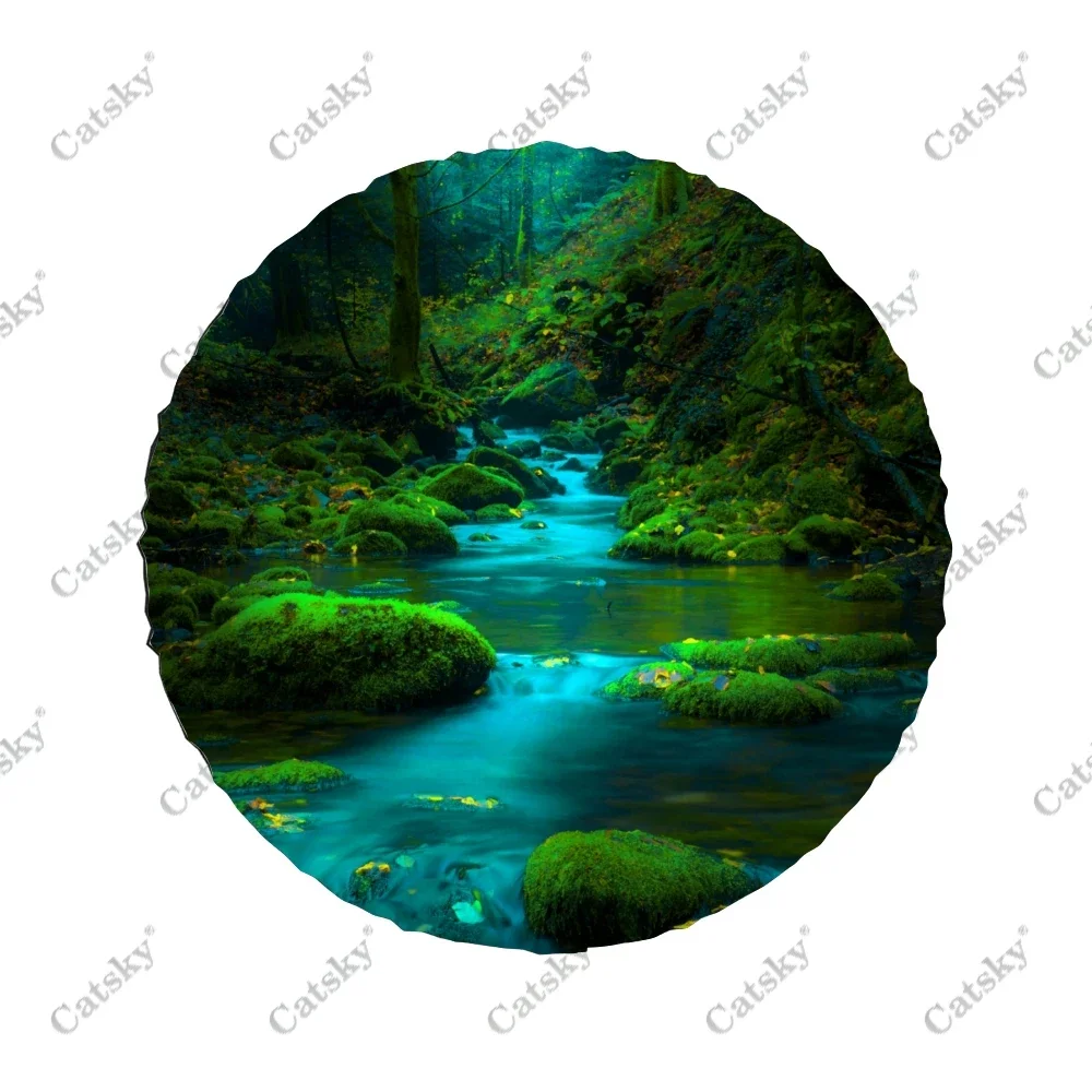 Earth -  Stream Landscape Printed Spare Tire Cover Waterproof Tire Wheel Protector for Car Truck SUV Camper Trailer Rv 14