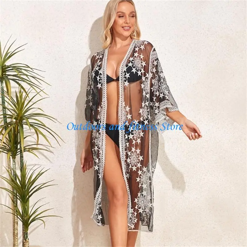 

H053 Womens Bathing Suit Cover Up Sun-protection Bikinis Cover Up Hollow out Cardigan