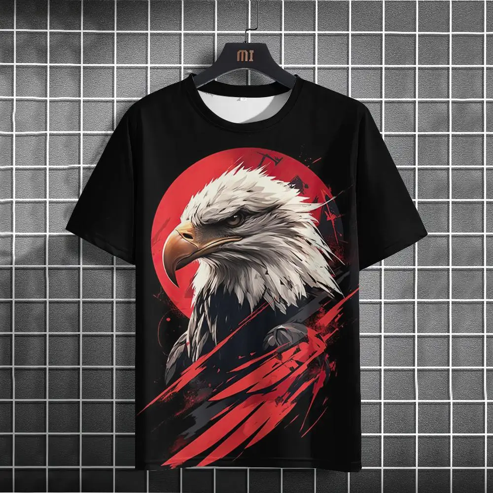 Funny 3D Eagle Print T Shirt For Men Hip Hop Trend Animal Pattern Oversized T-shirt Casual O-neck Short Sleeve Fashion Loose Top
