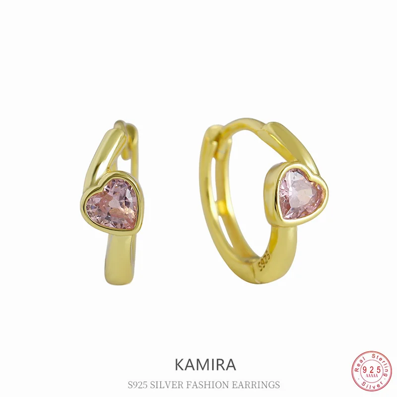 kamira-925-スターリングシルバーピンクジルコンラブイヤリング女性用エレガント不規則ハグイヤリングパーティー繊細なジュエリーガールギフト