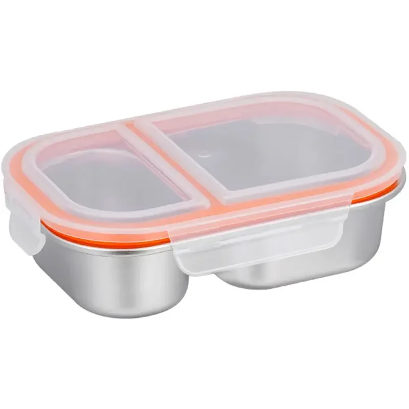 304 stainless steel fresh-keeping box with 2-compartments and anti Skewing Bento Odor Box, Lunch Box with Lid and Partition