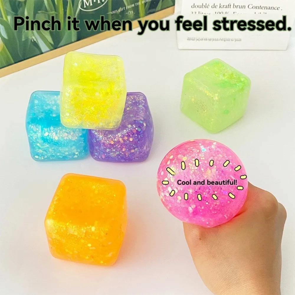 New Colorful Simulated Tofu Squeeze Toy Squishy Ice Cube Maltose Squeeze Block Polar Light Slow Rebound Decompression Toy