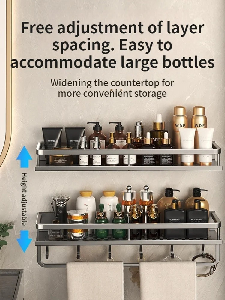 50 سنتيمتر/60 سنتيمتر جدار تركيب الألومنيوم رفوف الحمام الشامبو رف تخزين حامل منظم مطبخ جدار الرف
