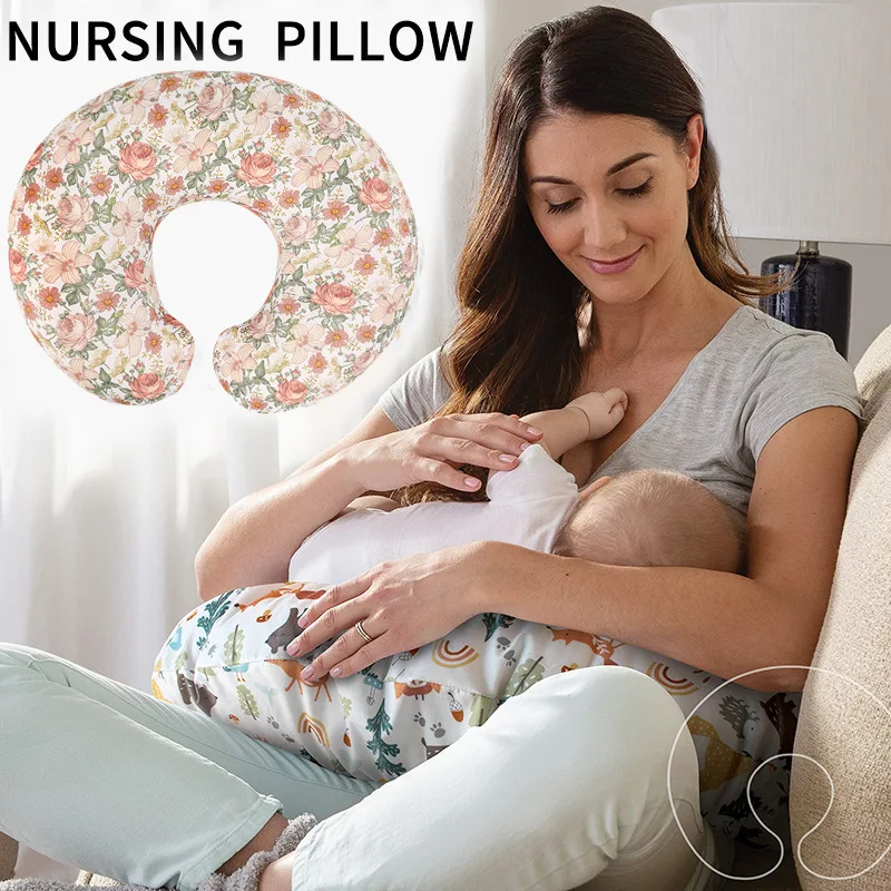 Feeding Pillow for Pregnant Women Multifunctional Soft U-shaped Cover Removable Printed Waist Support Cushion Newborn Pillows