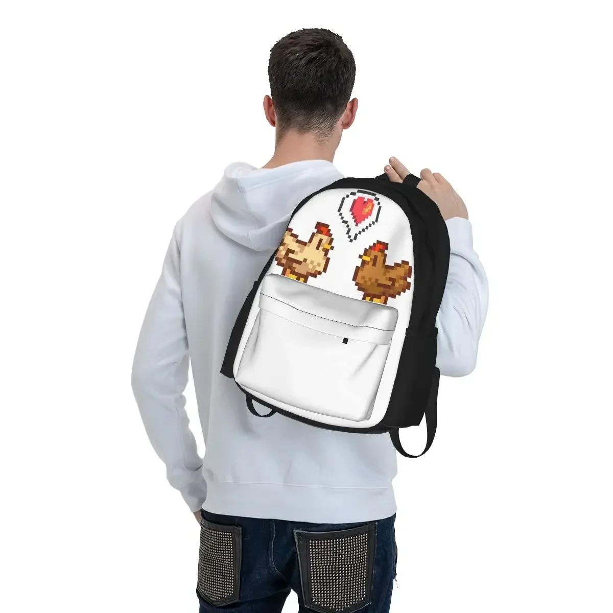Stardew Valley Chicken Love 배낭 소년 소녀 Bookbag 어린이 학교 가방 만화 어린이 배낭 노트북 배낭 숄더 백