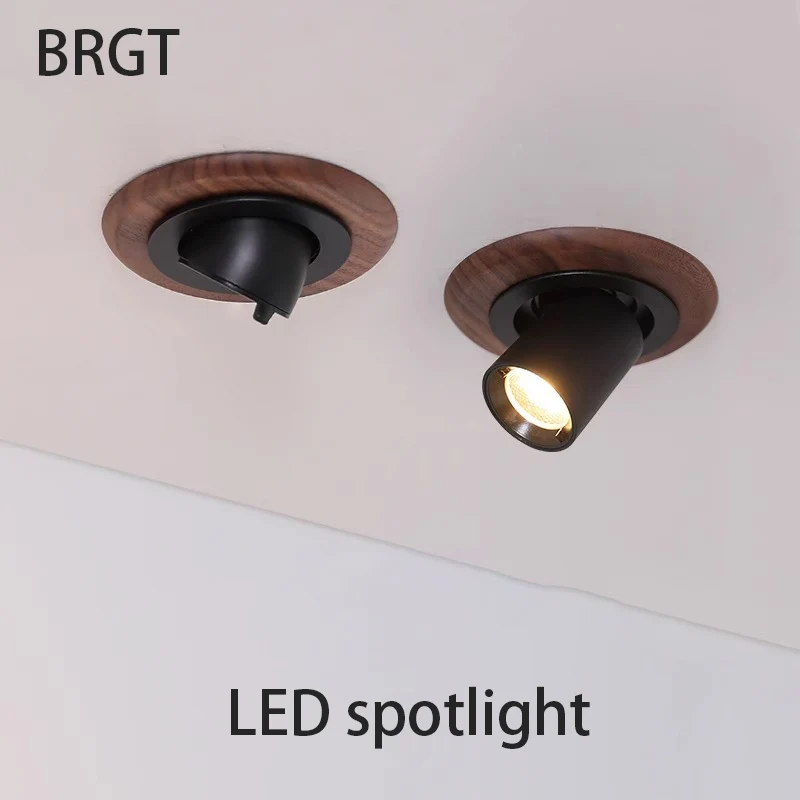 Led Spotlights Recessed Walnut Color Spot Light Nordic 360 Degree Stretch Rotating Ceiling Lamp Mi Home ZigBee Dimmable Foco