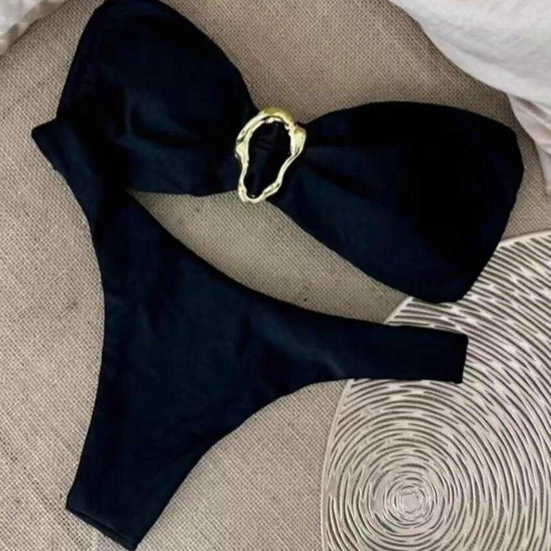 Sexy 2PCS Bandeau Push-Up Bikini Set Women Summer Brazilian Thong Swimwear for Women Biquinis Feminino купальник женский