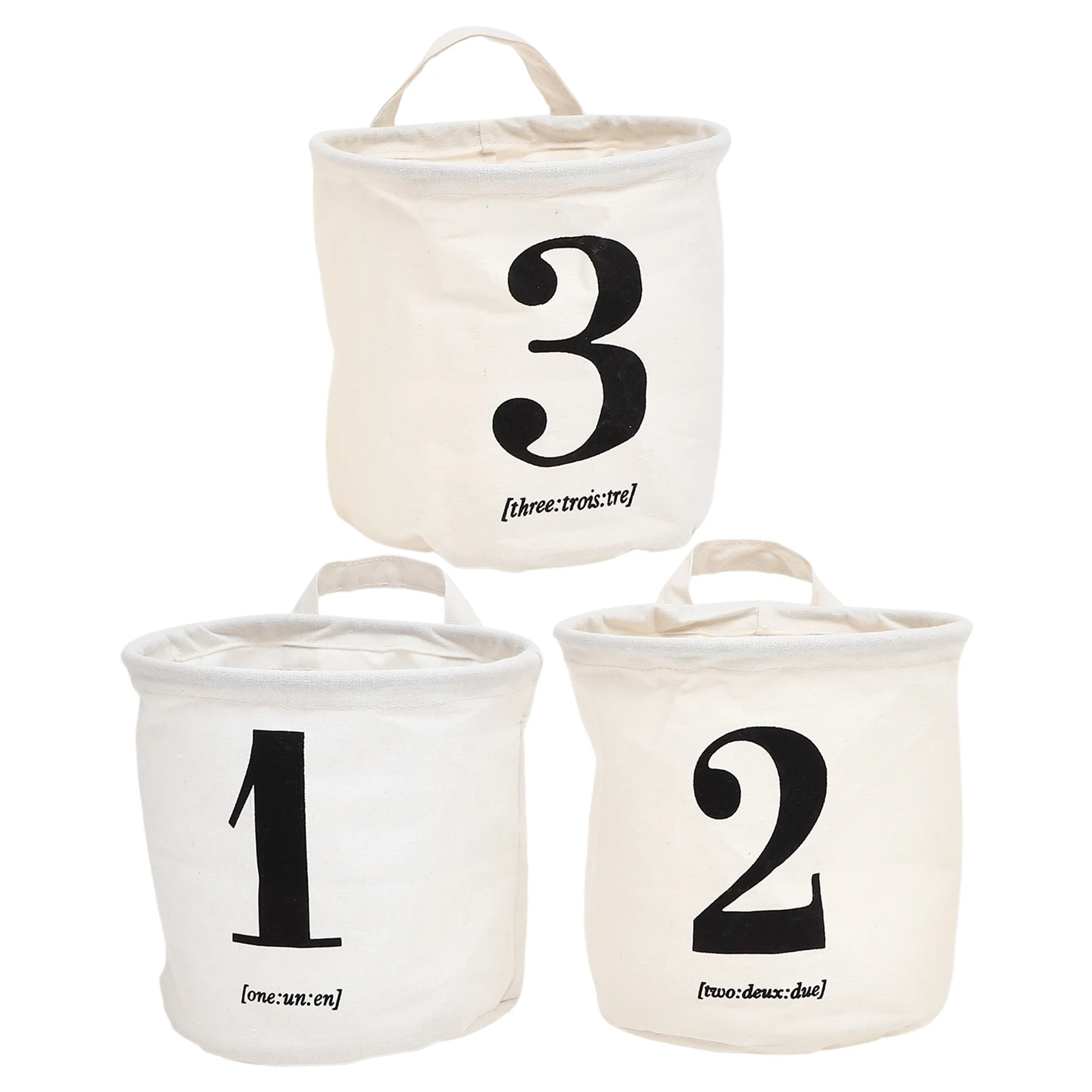 

3pcs Home Storage Hanging Bag Cotton Large Opening Door Closet Organizer Wall Pocket Bedroom Bathroom Kitchen