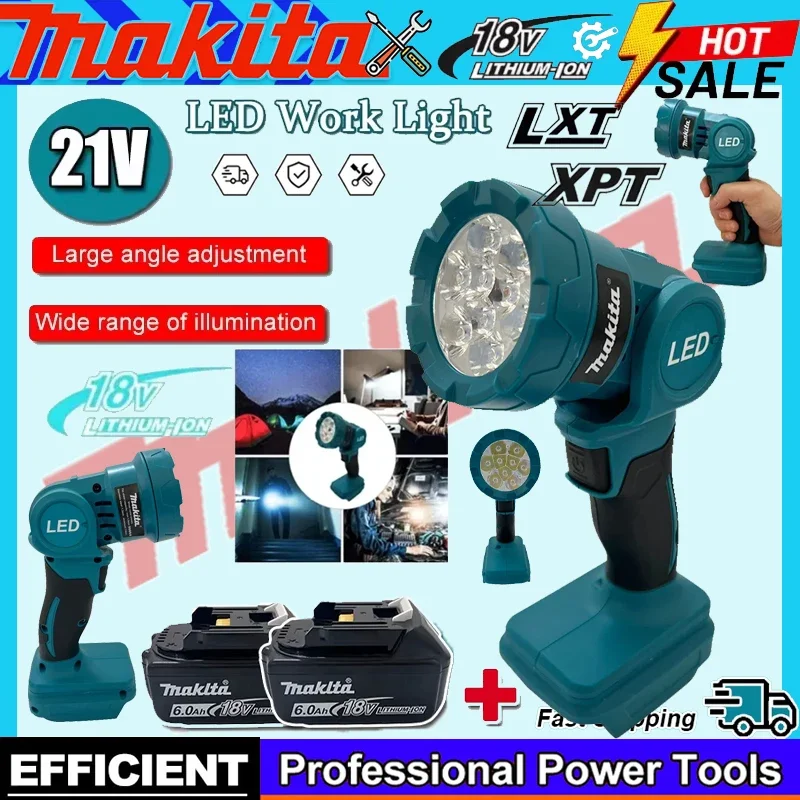 

Makita Indoor Outdoors Night Searchlight Tool Cordless LED Work Light Rechargeable Flashlight 18V Battery Power Tools