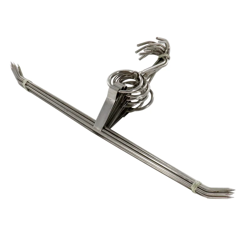 

Stainless steel bold char siu ring Hong Kong style roast meat needle on both sides warped single layer chicken wing ring char si