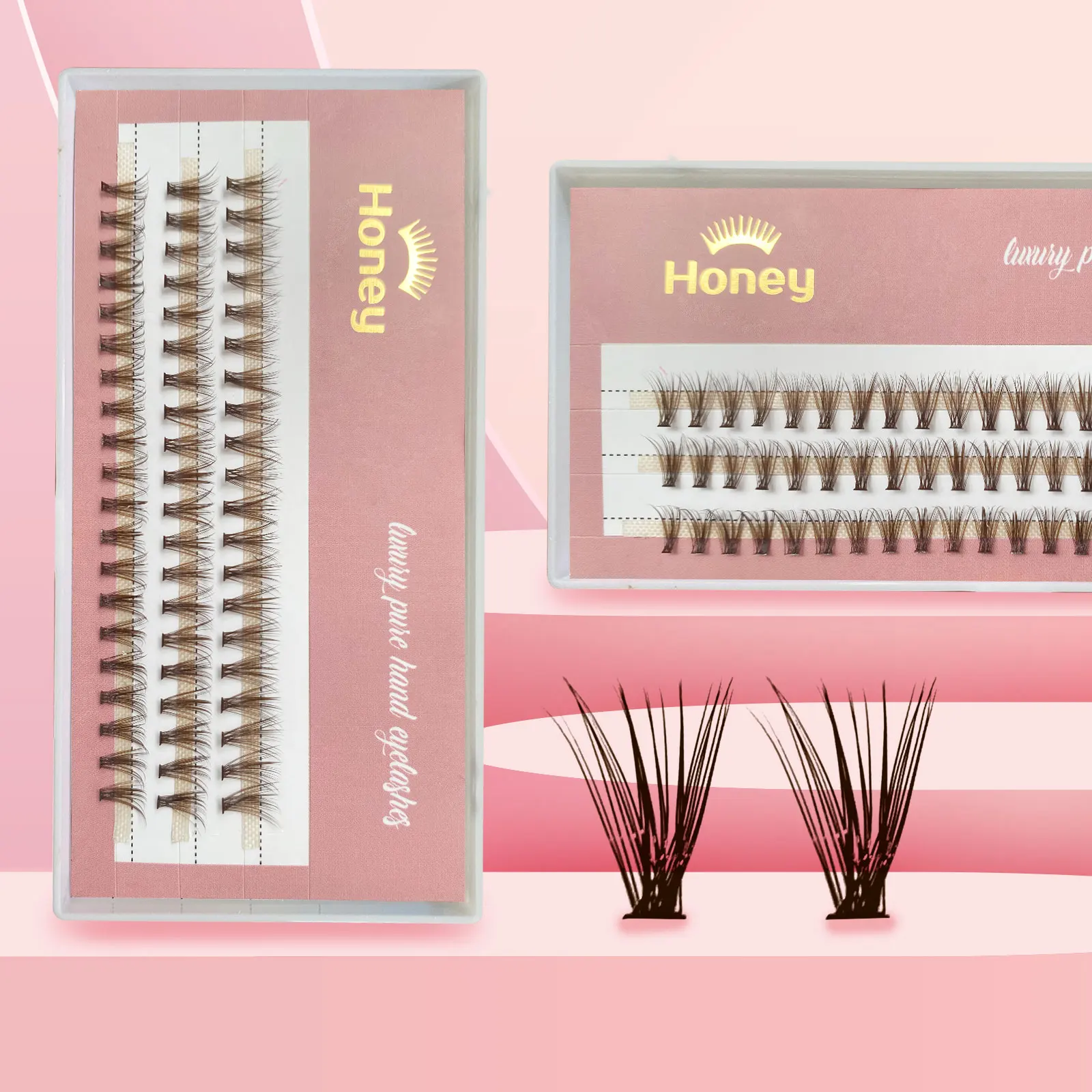 Brown 20D Cluster DIY Eyelashes Individual Volume False Eyelash