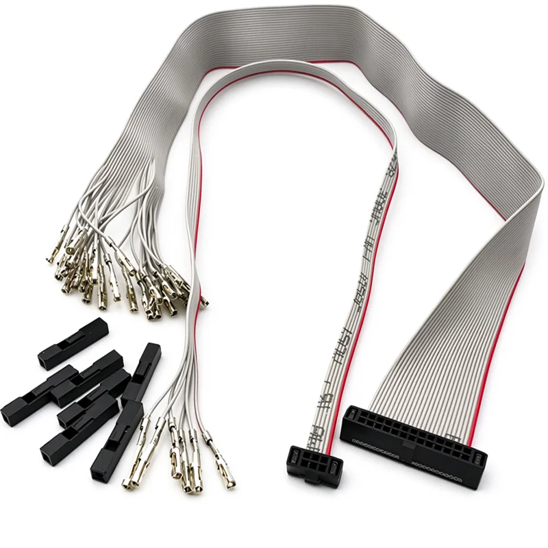 1pcs Gray Flat Cable 30CM FC 1.27mm to 2.54mm DuPont Female Connector - Select Pin Count (6P/8P/10P/12P/14P/16P/20P/26Pin)