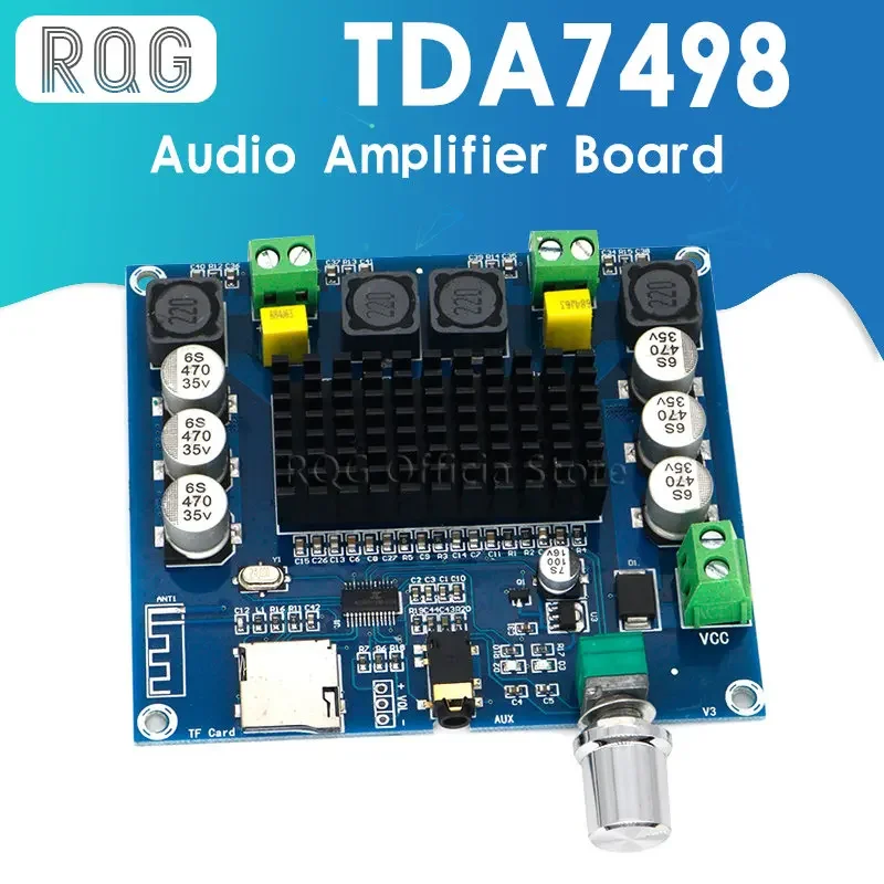 XH-A105 Wireless Bluetooth 5.0 TDA7498 100w+100w Digital Power amplifier board Stereo Audio AMP amplificador Support TF Card AUX