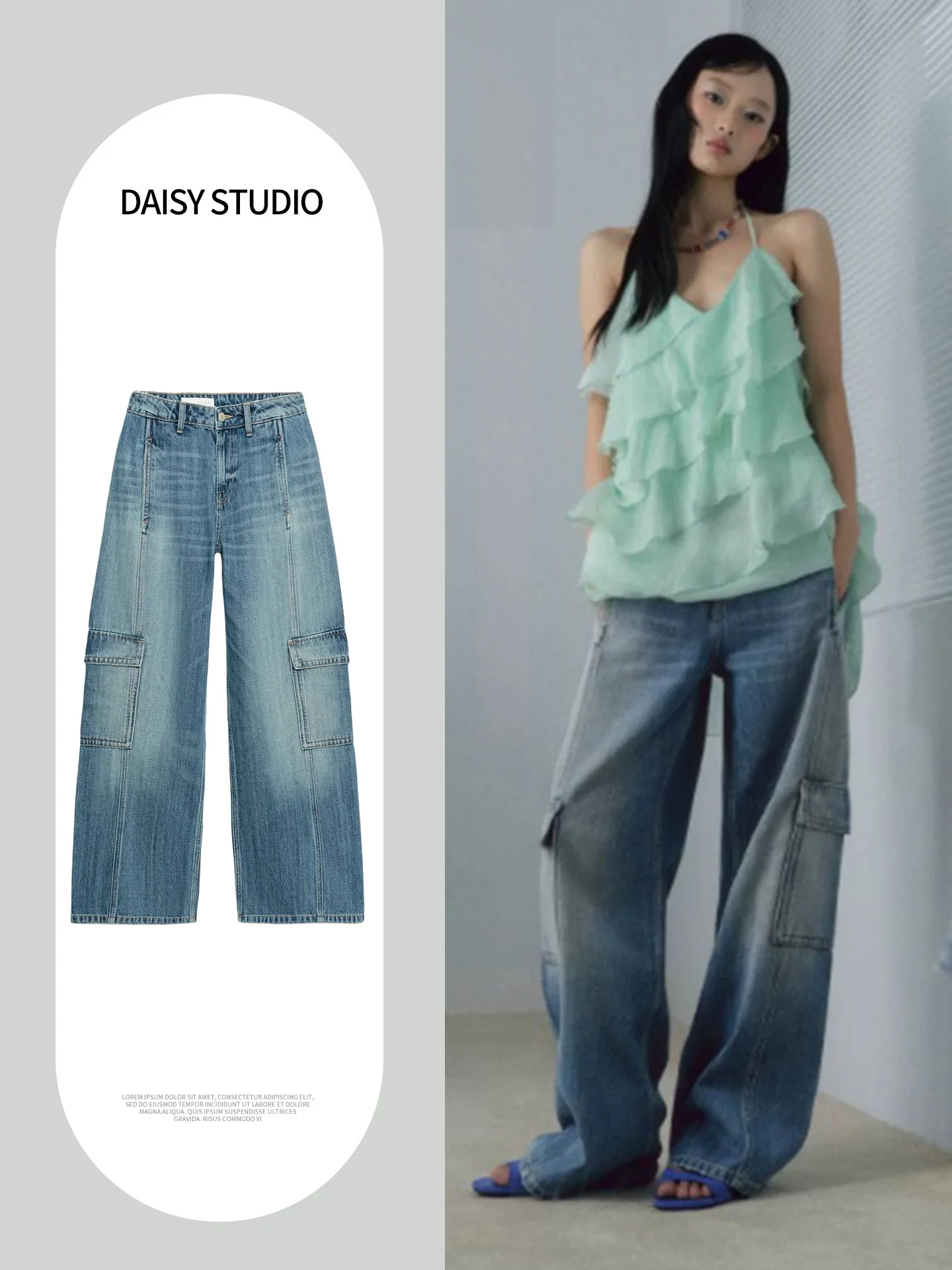 Fall New Women's Jeans Metal Button Zipper mid Waist Casual Workwear Pocket Denim Pants High Waist Straight Leg Polyester Fiber