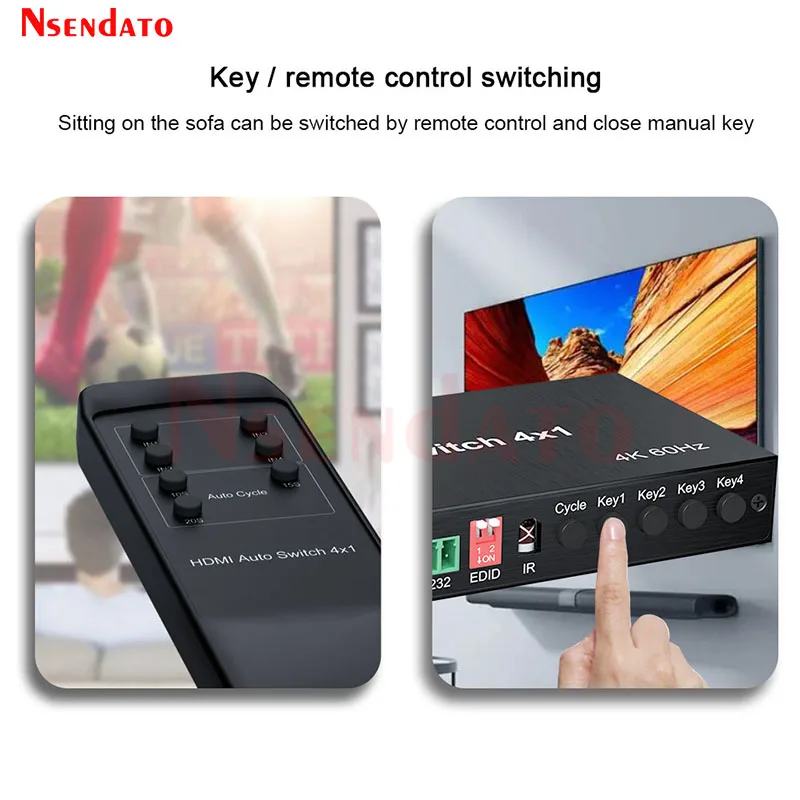 4K 60Hz HDMI自動切替 4x1 HDMIスイッチャー EDID対応 4入力1出力 HDMIスイッチアダプター DVD HDMIメディアプレーヤー PS4 TVボックス用